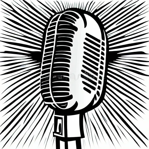 Image similar to iconic vector logo illustration of a microphone line art, bold