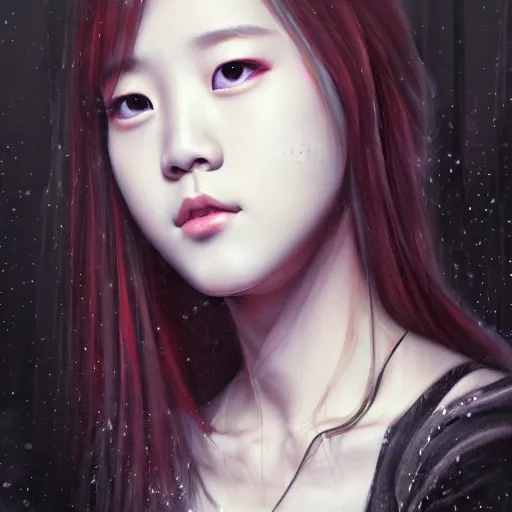 Image similar to jisoo of blackpink, hyperrealistic portrait, bladerunner street, by justine florentino, fantasy art, photo realistic, dynamic lighting, artstation, poster, volumetric lighting, very detailed face, intricate complexity, 8 k, award winning