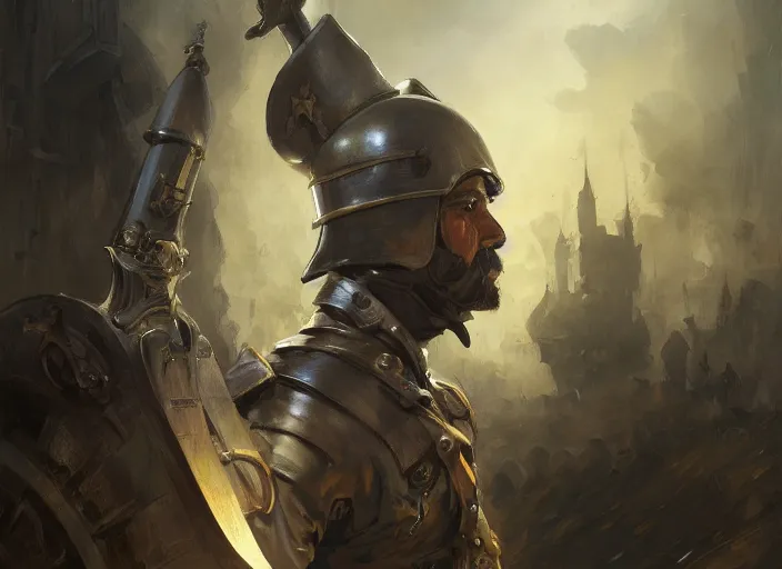 Prompt: 1 5 th century spanish soldier, game character concept art, wide view, high detailed, full perfect, symmetrical portrait, high detail, by craig mullins, peter mohrbacher, unreal engine, octane rendered, 8 k, dark beauty, trending on artstation