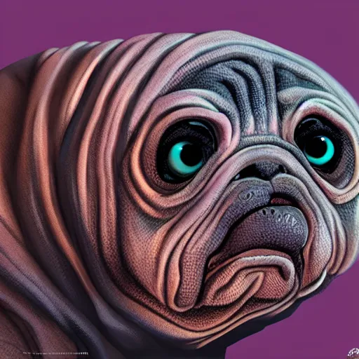 Image similar to A tardigrade with the eyes and mouth of a pug, national geographic-file-photograph, paywall-content, premium-award-winning, trending on artstation