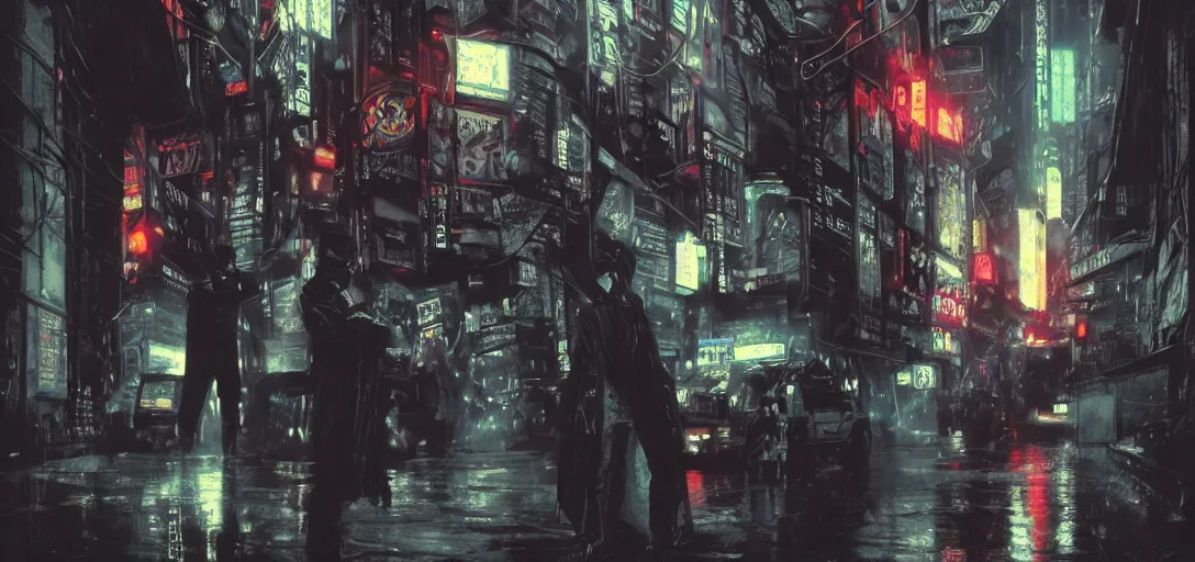 Image similar to detailed film still of marty mcfly in the movie blade runner, cyberpunk futuristic, neon, reflective puffy coat, decorated with traditional japanese by smail inceoglu dragan bibin hans thoma greg rutkowski alexandros pyromallis nekro, illustrated, fine details, realistic shaded, fine - face,