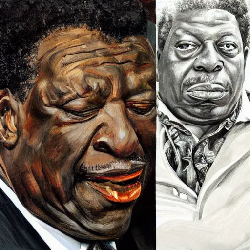 Image similar to high quality high detail painting by lucian freud, hd, portrait of bb king