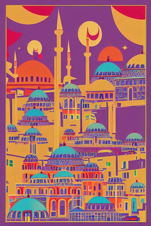 Prompt: minimalist boho style art of colorful istanbul, illustration, vector art