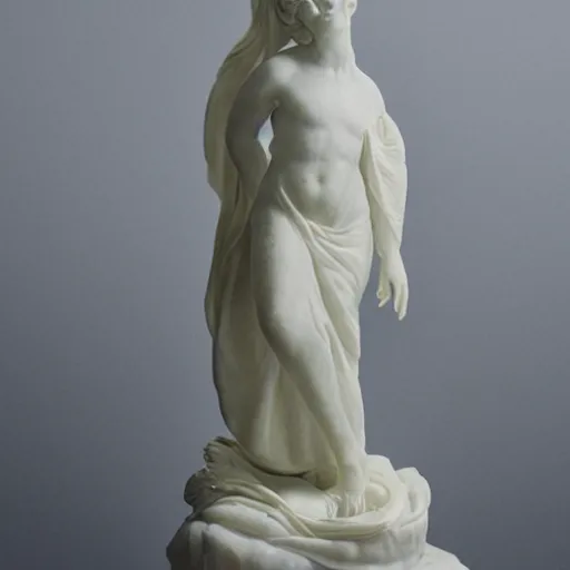 Image similar to a photo of a linden blossom marble statue, studio lighting