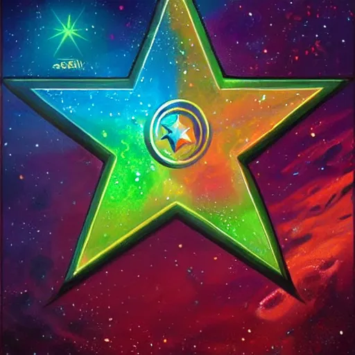 Image similar to Star Logo, colorful, digital art, fantasy, magic, trending on artstation, ultra detailed, professional illustration by Basil Gogos