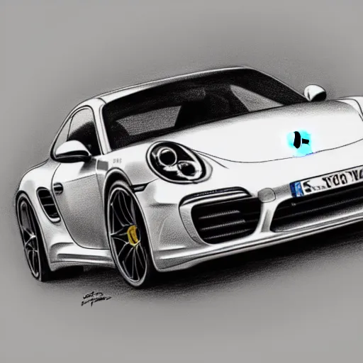 Prompt: Porsche tycan turbo s, pencil sketch
