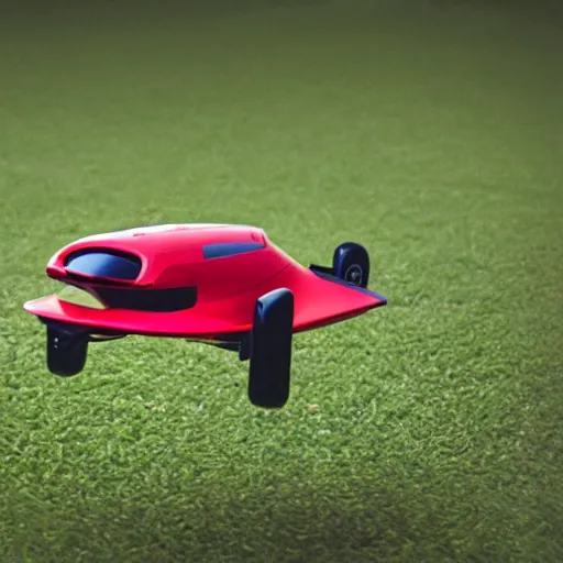 Image similar to red sport flying hovercar 35mm product photo