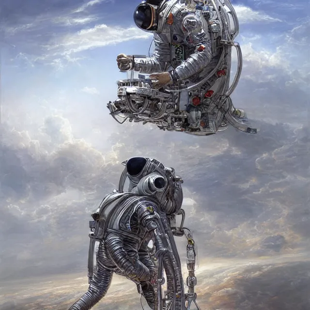 Image similar to astronaut crawling on knees with a horse on top, industrial sci - fi, by mandy jurgens, ernst haeckel, james jean