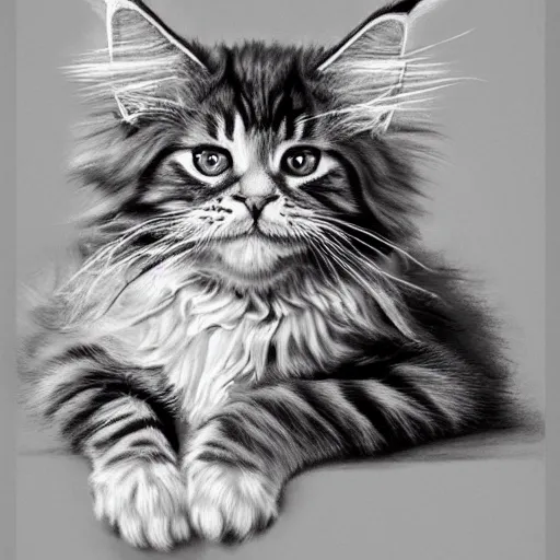 Prompt: extremely detailed portrait of a wise maine coon explaining the beauty of mathematics to its kitten. highly detailed lifelike photorealistic digital painting, artstation.