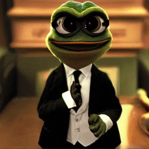 Image similar to still of pepe the frog from the godfather(1980)