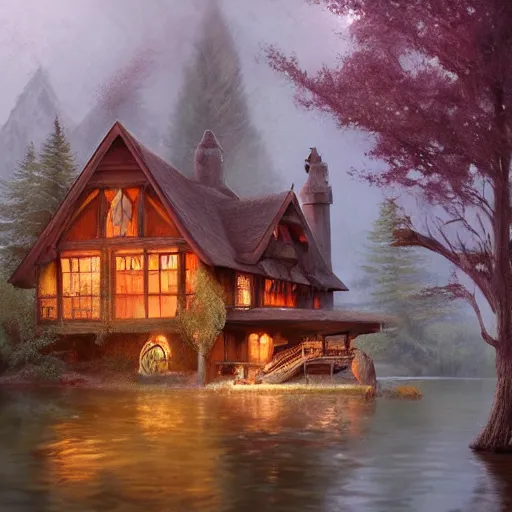 Image similar to brother grimms fairytale lakehouse fox digital art, irina french, heraldo ortega, mandy jurgens trending on artstation 8 k 1 5 0 mpx