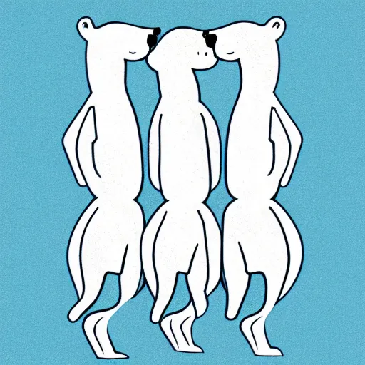Image similar to storybook illustration of a five - headed polar bear, storybook illustration, monochromatic, white background