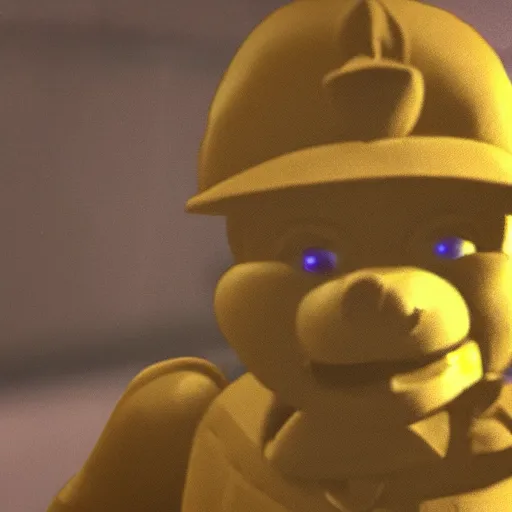 Image similar to golden freddy as a soldier in world war two, trenches, film grain