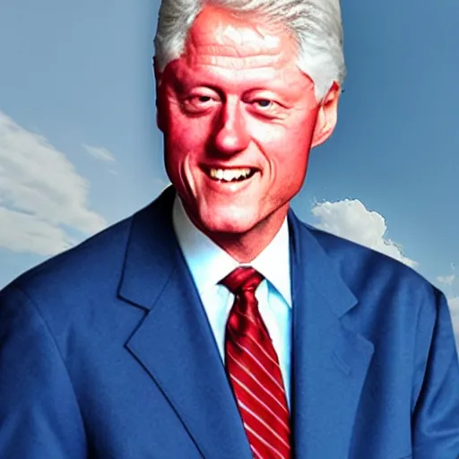 Image similar to realistic photo of bill clinton wearing a blue dress,