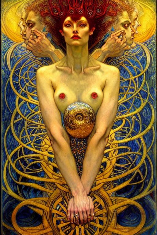 Image similar to Divine Chaos Engine by Karol Bak, Jean Delville, William Blake, Gustav Klimt, and Vincent Van Gogh, symbolist, visionary