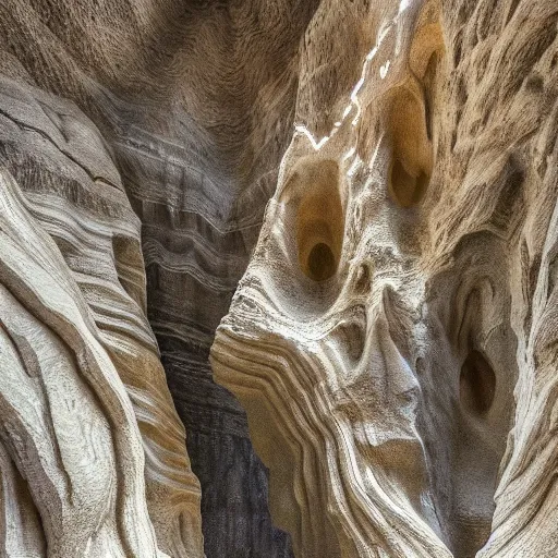 Image similar to detailed photo, the light is mine to travel,beyond time , cathedrals of carved stone in a canyon grotto, of life the beginning ,shiny layered geological strata,ground mist swirling vortexes,granular detail, by Sparth and Greg Rutkowski, hypermaximalist,micro details, 3d sculpture,f32,deep depth of field,cinematic lighting,digital rendering,photographic, wide angle,octane render , 4k, artstation, concept art ,