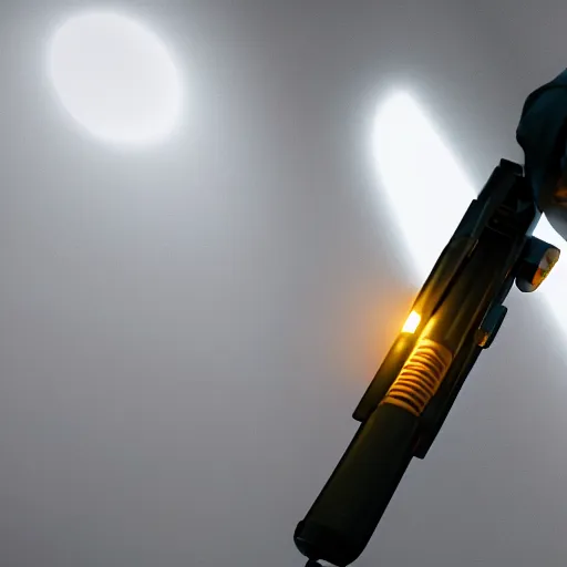 Image similar to Luke Skywalker holding a banana lightsaber, scifi, octane render