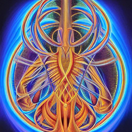 Image similar to artwork by alex grey