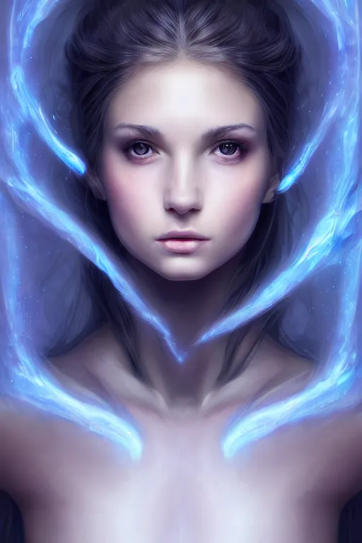 Prompt: a photographic portrait of an attractive young girl, partially clothed in ethereal armor, surrounded by faint whisps of plasma, emitting psychic powers, beautiful bone structure, perfectly proportioned face, perfect eyes, intricate, elegant, highly detailed, hyper detailed, trending on tumblr, by artgerm, by loish, fantasy scene, fantasy aesthetic, trending on Artstation