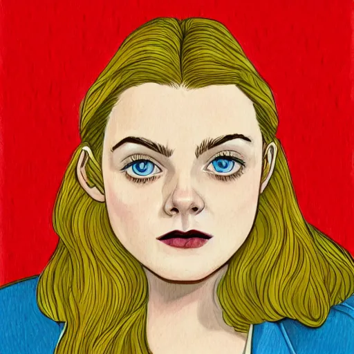Professional Painting Of Elle Fanning In The Style Of Stable 