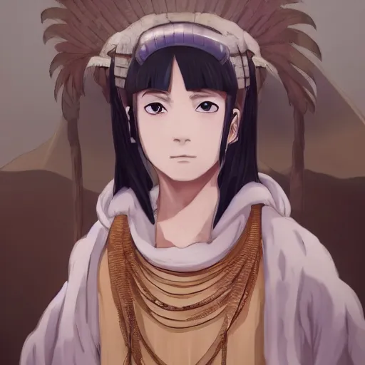 Image similar to Beautiful anime portrait of Haku from Spirited away as a rich egyptian prince in the desert by WLOP, highly detailed, intricate, trending on ArtStation