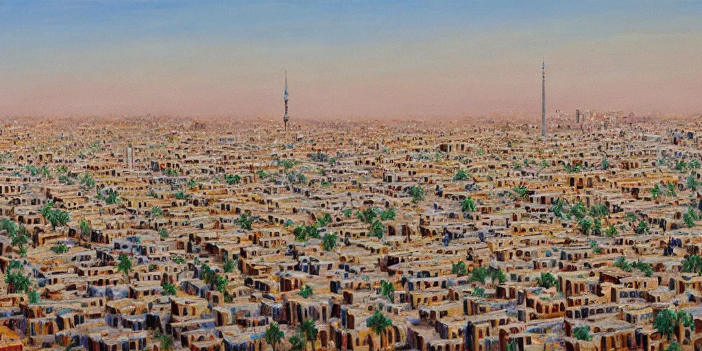 Prompt: very very very beautiful oil painting of Baghdad in the 1990s, 4k detailed, very very well detailed image, 8k