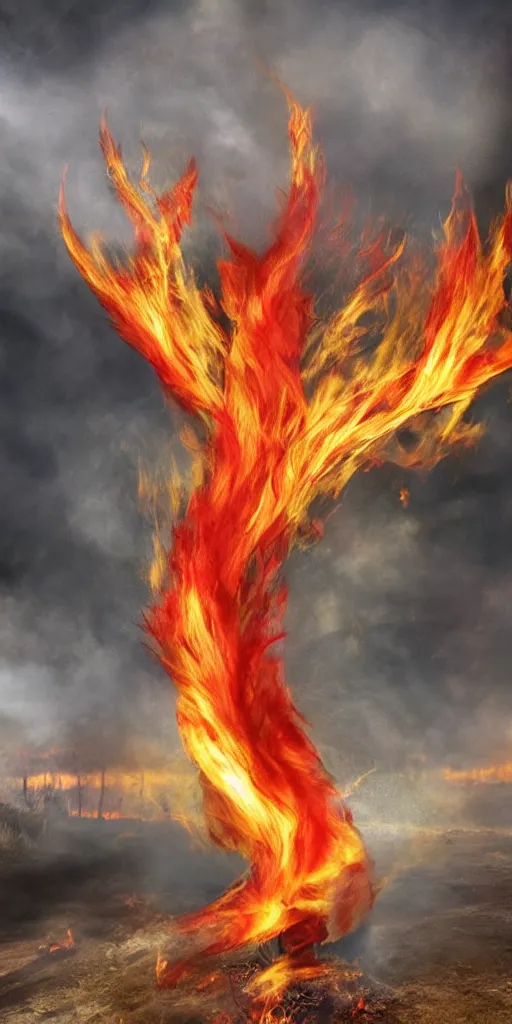 Image similar to fire tornado, photorealistic, highly detailed