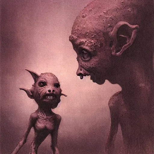Prompt: A cute goblin girl by Beksinski