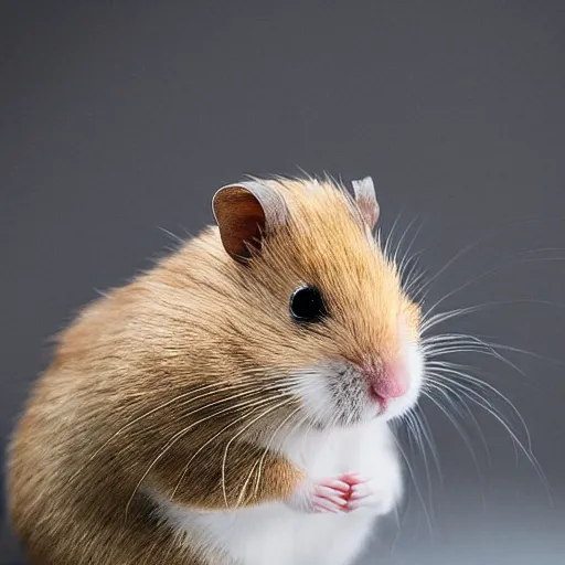 Image similar to a hamster wearing versace. model photography