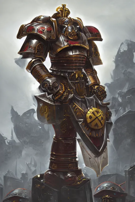 Image similar to armor portrait heros warhammer 4 0 k horus heresy fanart - the primarchs emperor by johannes helgeson animated with vfx concept artist & illustrator global illumination ray tracing hdr fanart arstation zbrush central hardmesh 8 k octane renderer comics stylized