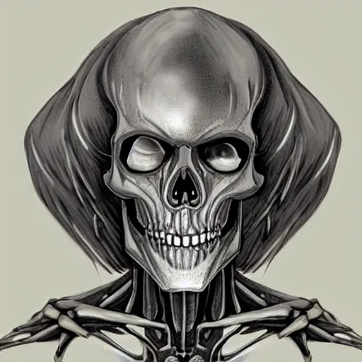 Prompt: cybork skeleton concept art highly detailed