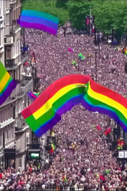 Prompt: pride parade london cctv footage