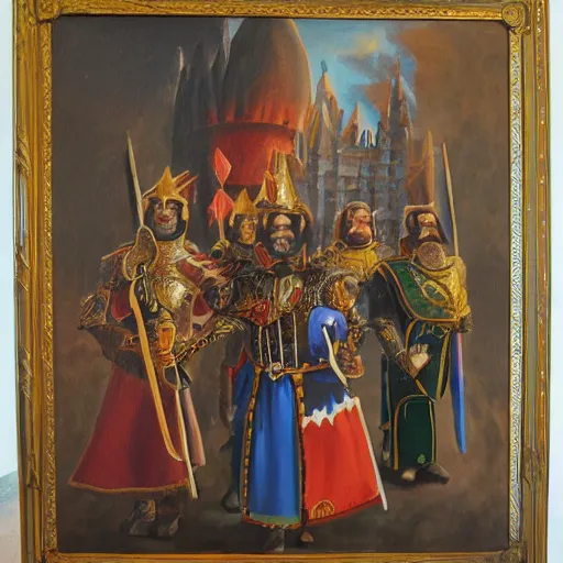 Prompt: spanish regional knights, fantasy, oil on canvas