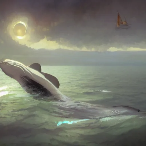 Prompt: Concept art, A whale floats in a cloud, 8k, bright light, alphonse mucha, james gurney, greg rutkowski, john howe, artstation