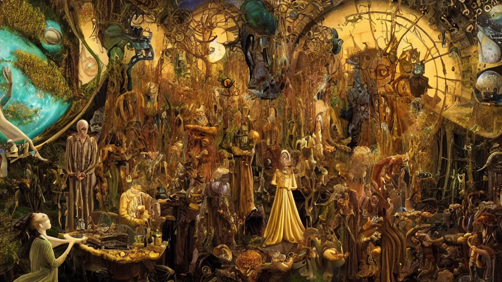 Prompt: A Fantasy Tableau by James C. Christensen and Wojciech Siudmak