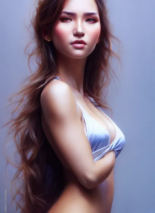 Image similar to photo of a gorgeous young woman in the style of stefan kostic, realistic, sharp focus, 8k high definition, insanely detailed, intricate, elegant, art by stanley lau and artgerm