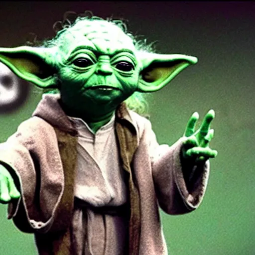 Image similar to yoda performing at woodstock