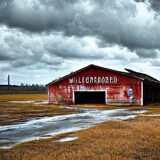 Image similar to an abandoned grocery store in the middle of nowhere by william christenberry, ultra detailed, rainy, beautiful