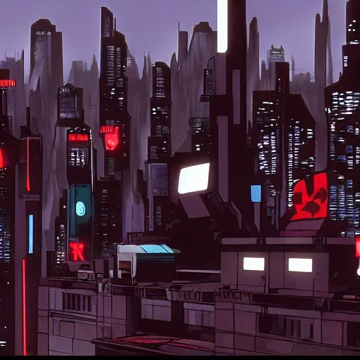 Image similar to a screenshot from episode of the show'batmanbeyond'( 1 9 9 9 - 2 0 0 1 ) produced by alan burnett, paul dini, glen murakami, and bruce timm. film grain. matte painting. masterpiece. cel shading. dark color scheme. cyberpunk theme.