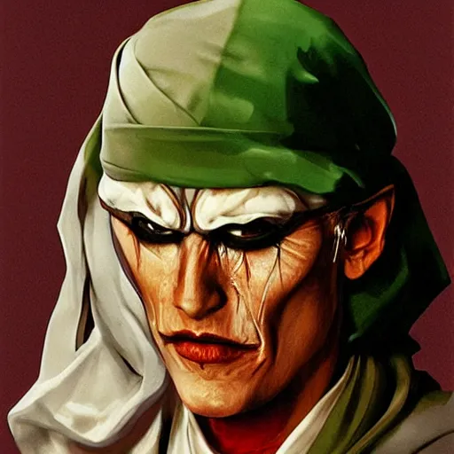 Image similar to lawrence of arabia as the joker, messy, portrait, realistic, concept art by alex ross