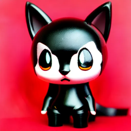 Prompt: portrait of a black cat with glowing red eyes nendoroid kawaii chibi
