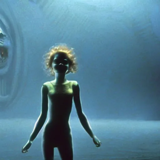 Image similar to movie still of the alien girl, cinematic composition, cinematic light, by guillermo del toro