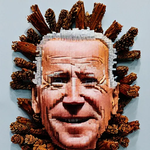 Prompt: joe biden made of pinecones