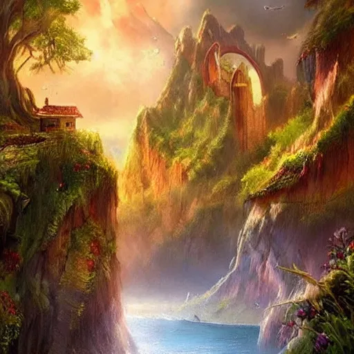 Prompt: a very beautiful stunning scenic landscape, fantasy, concept art