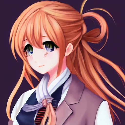 Image similar to DDLC Monika, by Sasoura, Pixiv