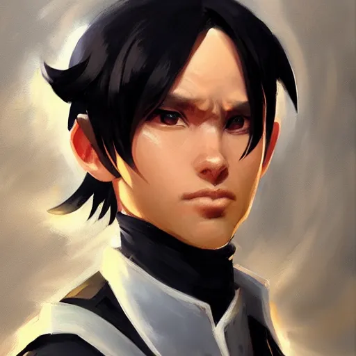 Image similar to greg manchess portrait painting of kirito as overwatch character, medium shot, asymmetrical, profile picture, organic painting, sunny day, matte painting, bold shapes, hard edges, street art, trending on artstation, by huang guangjian and gil elvgren and sachin teng