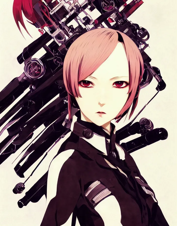 Image similar to ilya kuvshinov anime illustration of reol, last exile,, murata range, fine detail, perfect anime face, dramatic lighting, dynamic composition, moody, art deco, cel shading, vivid, stippled lighting, rich texture, yoshinari yoh, alphonse mucha, takashi murakami, colorful