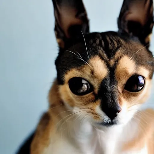 Image similar to a cat with a chihuahua head