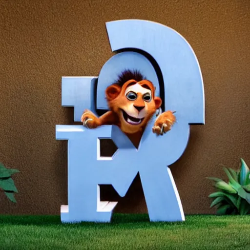 Image similar to pixar lion holding up text letters f, a, l, c, o, n, i,