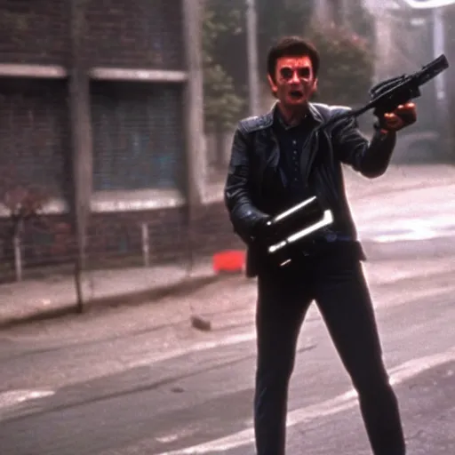 Image similar to A still of Mr Bean as the Terminator in The Terminator (1984)